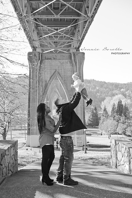 Portland Family Photographer at Cathedral Park under the St. John's Bridge in North Portland.