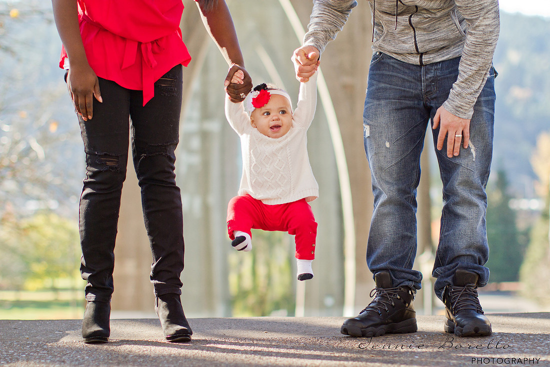 Portland Family Photographer at Cathedral Park under the St. John's Bridge in North Portland.